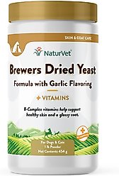 NaturVet Brewers Dried Yeast Skin & Coat Powder Supplement for Dogs & Cats, 1-lb jar
