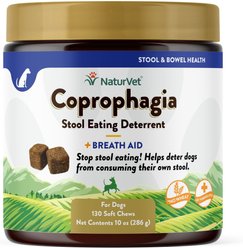 NaturVet Coprophagia Plus Breath Aid Soft Chews Coprophagia Supplement for Dogs, 130 count