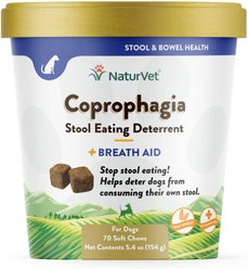 NaturVet Coprophagia Plus Breath Aid Soft Chews Coprophagia Supplement for Dogs, 70 count