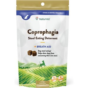 NaturVet Coprophagia Plus Breath Aid Soft Chews Coprophagia Supplement for Dogs, 90 count