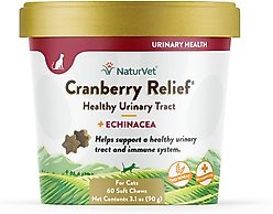 NaturVet Cranberry Relief Plus Echinacea Soft Chews Urinary Supplement for Cats, 60 count