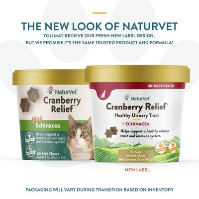 Show full view: NaturVet Cranberry Relief Plus Echinacea Soft Chews Urinary Supplement for Cats, 60 count slide 3 of 10
