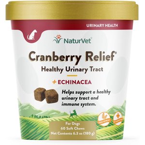 NaturVet Cranberry Relief Urinary Care Bacon & Chicken Flavored Soft Chew Supplement for Dogs, 60 count