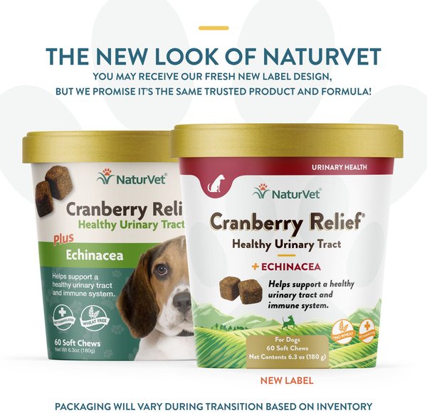 Show full view: NaturVet Cranberry Relief Urinary Care Bacon & Chicken Flavored Soft Chew Supplement for Dogs, 60 count slide 2 of 9
