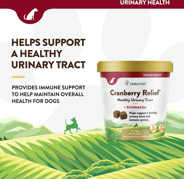 Show full view: NaturVet Cranberry Relief Urinary Care Bacon & Chicken Flavored Soft Chew Supplement for Dogs, 60 count slide 3 of 9