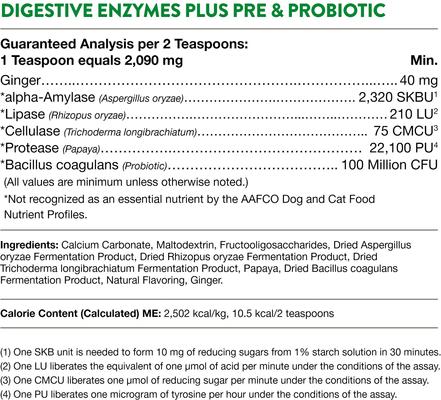 Show full view: NaturVet Digestive Enzymes Powder Supplement for Dogs & Cats, 10-oz bag slide 8 of 9