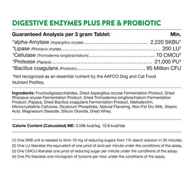 Show full view: NaturVet Digestive Enzymes Plus Probiotic Chewable Tablets Digestive Supplement for Cats & Dogs, 60 count slide 9 of 11