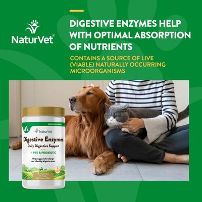 Show full view: NaturVet Digestive Enzymes Plus Pre & Probiotic Powder Supplement for Dogs & Cats, 1-lb jar slide 5 of 12