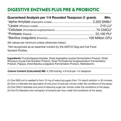 Show full view: NaturVet Digestive Enzymes Plus Pre & Probiotic Powder Supplement for Dogs & Cats, 1-lb jar slide 9 of 12