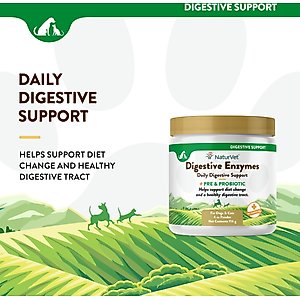 NaturVet Digestive Enzymes Plus Probiotic Powder Digestive Supplement for Cats & Dogs, 4-oz