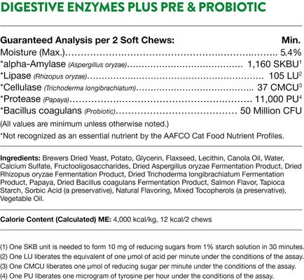 Show full view: NaturVet Digestive Enzymes Salmon & Bacon Flavored Soft Chew Supplement for Cats, 60 count slide 8 of 10