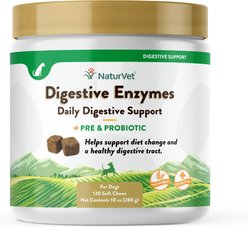 NaturVet Digestive Enzymes Bacon & Chicken Flavored Soft Chew Supplement for Dogs, 120 count