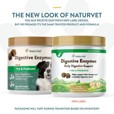 Show full view: NaturVet Digestive Enzymes Bacon & Chicken Flavored Soft Chew Supplement for Dogs, 120 count slide 3 of 12