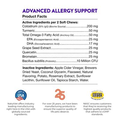 Show full view: NaturVet Evolutions Advanced Allergy Soft Chews Dog Supplement, 180 count slide 8 of 9