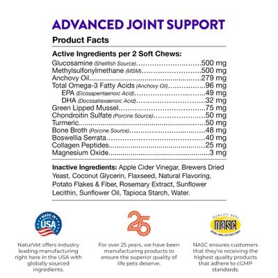 Show full view: NaturVet Evolutions Advanced Joint Soft Chews Dog Supplement, 180 count slide 8 of 8
