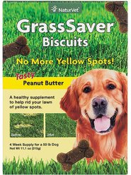 NaturVet GrassSaver Biscuits Peanut Butter Flavored Lawn Protection Supplement for Dogs, 11.1-oz box