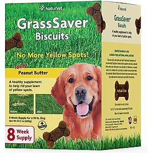 NaturVet GrassSaver Biscuits Peanut Butter Flavored Lawn Protection Supplement for Dogs, 22.2-oz box