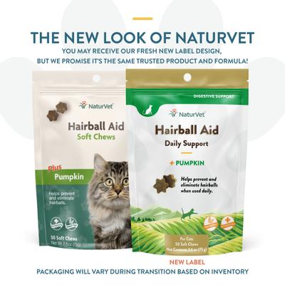 Show full view: NaturVet Hairball Help! Digestion Pumpkin Flavored Soft Chew Supplements for Cats, 50 count slide 3 of 10