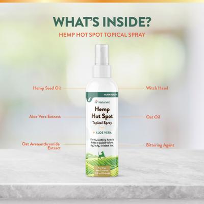Show full view: NaturVet Hemp Hot Spot with Aloe Vera Dog Spray, 12-fl oz bottle slide 5 of 8