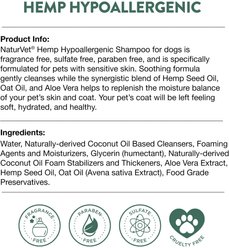 NaturVet Hemp Hypoallergenic Dog Shampoo with Oat & Aloe, 16-fl oz bottle slide 2 of 8