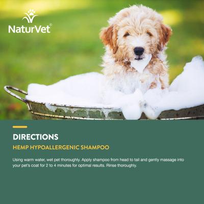 Show full view: NaturVet Hemp Hypoallergenic Dog Shampoo with Oat & Aloe, 16-fl oz bottle slide 6 of 9