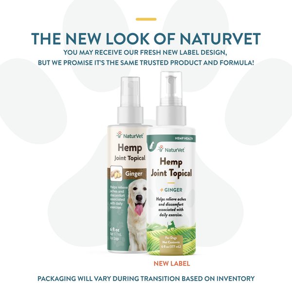 Show full view: NaturVet Hemp Joint Topical with Ginger Dog Spray, 6-fl oz bottle slide 2 of 8