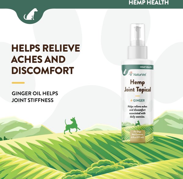 Show full view: NaturVet Hemp Joint Topical with Ginger Dog Spray, 6-fl oz bottle slide 3 of 8
