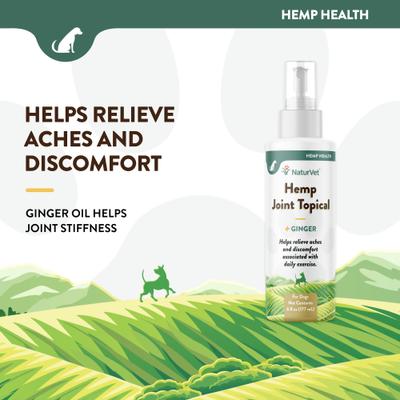 Show full view: NaturVet Hemp Joint Topical with Ginger Dog Spray, 6-fl oz bottle slide 4 of 9