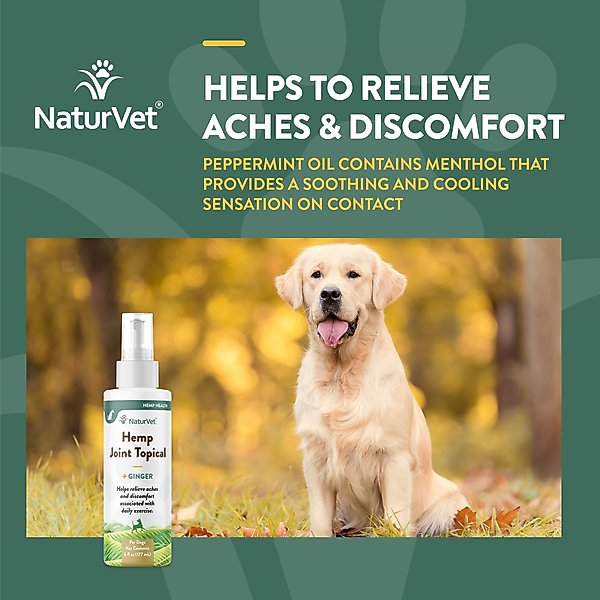 Show full view: NaturVet Hemp Joint Topical with Ginger Dog Spray, 6-fl oz bottle slide 4 of 8