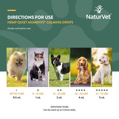 Show full view: NaturVet Quiet Moments with Hemp Seed Oil Calming Bacon Flavored Liquid Supplement Drops for Dogs & Cats, 4-fl oz bottle slide 8 of 10