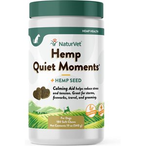 NaturVet Hemp Quiet Moments Soft Chews Calming Supplement for Dogs, 180 count