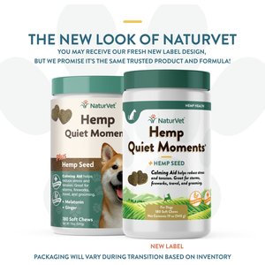 NaturVet Hemp Quiet Moments Soft Chews Calming Supplement for Dogs, 180 count