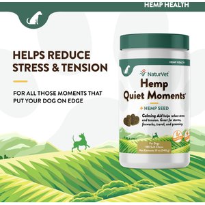 NaturVet Hemp Quiet Moments Soft Chews Calming Supplement for Dogs, 180 count