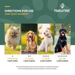 NaturVet Hemp Quiet Moments Soft Chews Calming Supplement for Dogs, 180 count