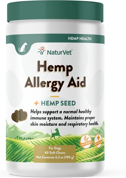 NATURVET Hemp Soft Chews Allergy Supplement for Dogs, 60