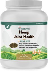 NaturVet Joint Care with Hemp Hip & Joint Bacon & Chicken Flavored Supplement for Dogs, 240 count