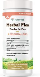 NaturVet Herbal Flea Cat & Dog Powder, 4-oz container