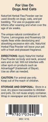 Show full view: NaturVet Herbal Flea Cat & Dog Powder, 4-oz container slide 3 of 5