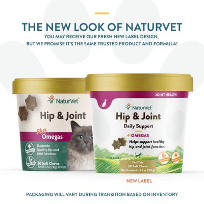 Show full view: NaturVet Hip & Joint Plus Omegas Soft Chews Joint Supplement for Cats, 60 count slide 3 of 10