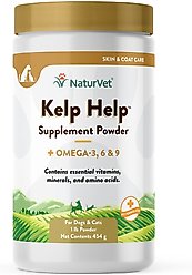 NaturVet Kelp Help Plus Omegas Powder Supplement for Cats & Dogs, 1-lb