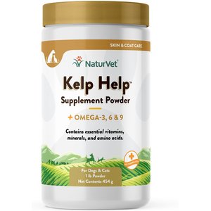 NaturVet Kelp Help Plus Omegas Powder Supplement for Cats & Dogs, 1-lb