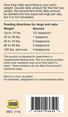 Show full view: NaturVet Kelp Help Plus Omegas Powder Supplement for Cats & Dogs, 1-lb slide 4 of 5