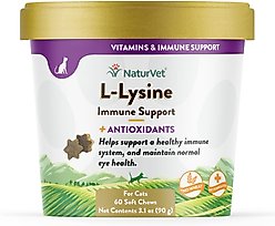 NaturVet L-Lysine Plus Antioxidants Soft Chews Immune Supplement for Cats, 60 count
