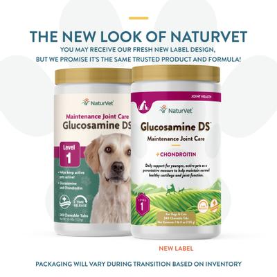 Show full view: NaturVet Maintenance Care Glucosamine DS Chewable Tablets Joint Supplement for Dogs & Cats, 240 count slide 3 of 10