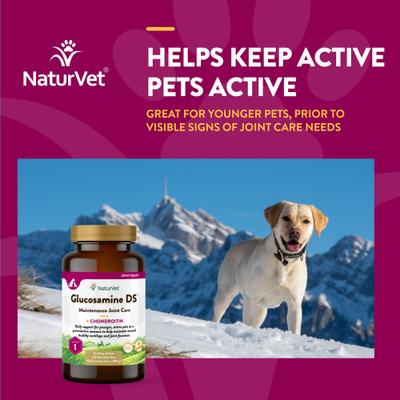 Show full view: NaturVet Maintenance Care Glucosamine DS Chewable Tablets Joint Supplement for Dogs & Cats, 60 count slide 5 of 10