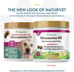 NaturVet Maintenance Care Glucosamine DS Soft Chews Joint Supplement for Dogs & Cats, 120 count slide 2 of 8