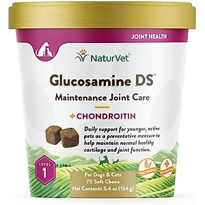 NaturVet Maintenance Care Glucosamine DS Soft Chews Joint Supplement for Dogs & Cats, 70 count