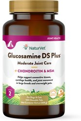 NaturVet Moderate Care Glucosamine DS Plus Chewable Tablets Joint Supplement for Dogs, 120 count
