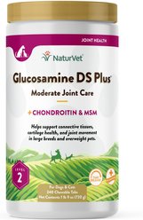 NaturVet Moderate Care Glucosamine DS Plus Chewable Tablets Joint Supplement for Dogs, 240 count