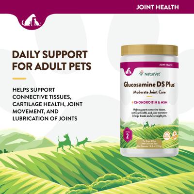 Show full view: NaturVet Moderate Care Glucosamine DS Plus Chewable Tablets Joint Supplement for Dogs, 240 count slide 4 of 11